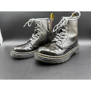 Dr Martens 1460 Pascal Glitter Black Boots Youth Girls Size 13 Side Zip Lace Up